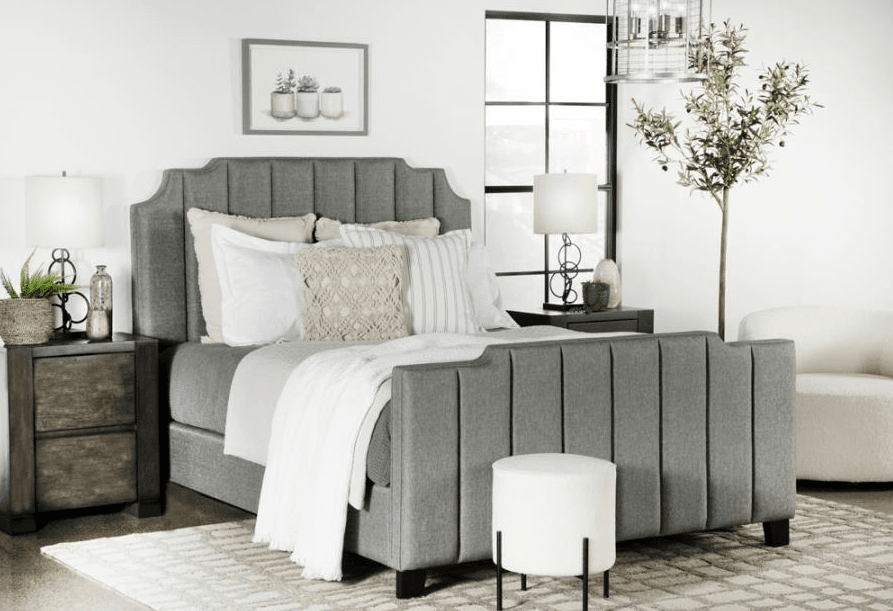 Fiona Light Gray Upholstered King Bed