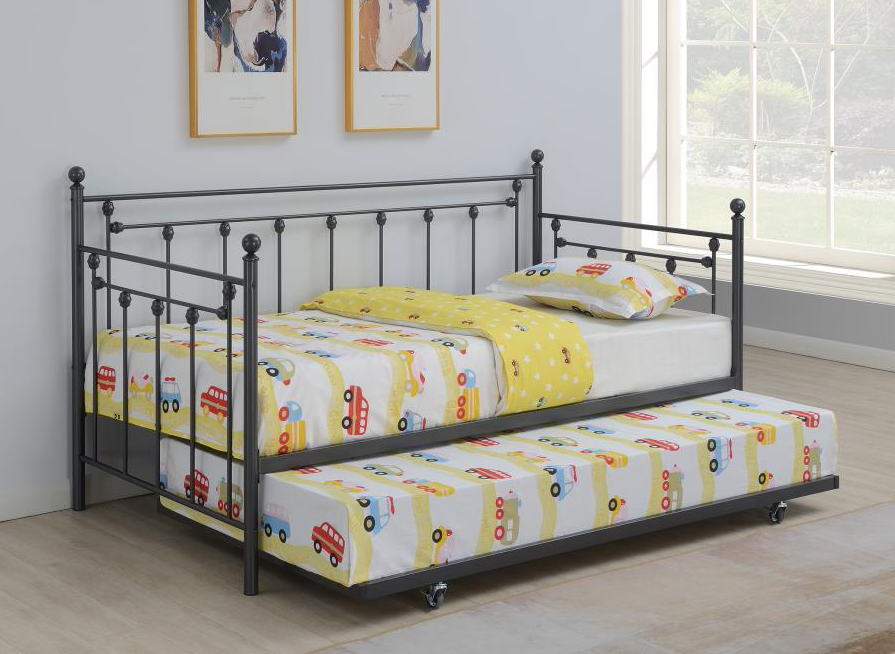 Nocus Farmhouse Style Twin Daybed with Trundle in Black