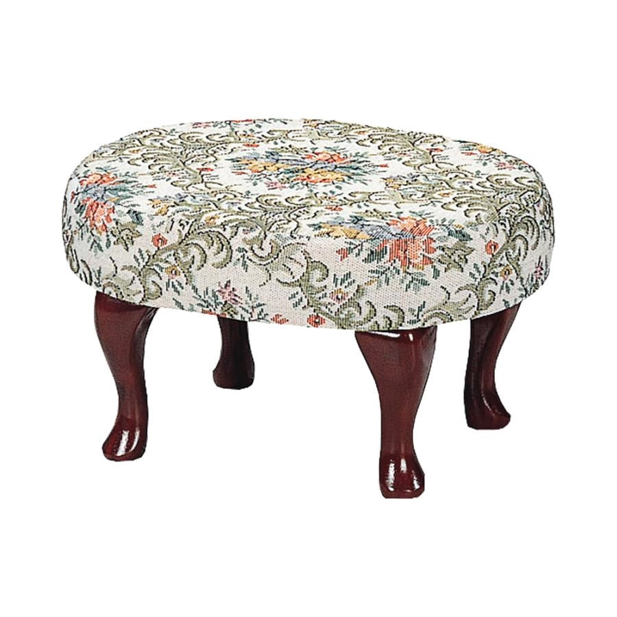 Traditional Upholstered Foot Stool Beige And Green
