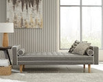 Luske Grey Tufted Sofa Bed With White Piping