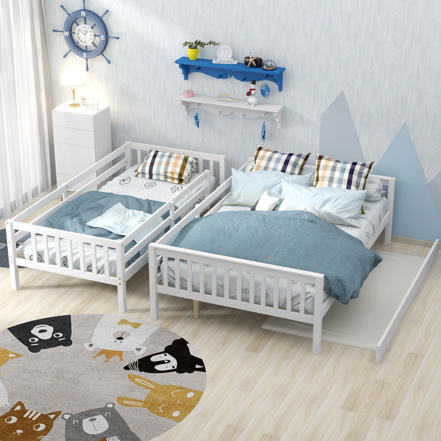 Inspirit Twin over Full Bunk Bed with Trundle - White