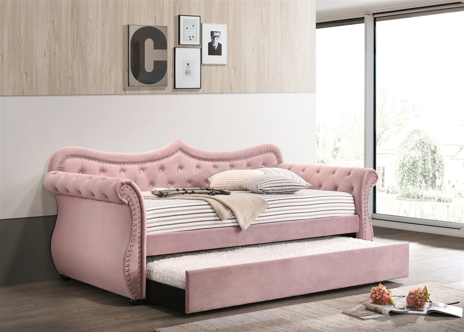 Adkins Twin Daybed & Trundle in Pink - ACME 39420