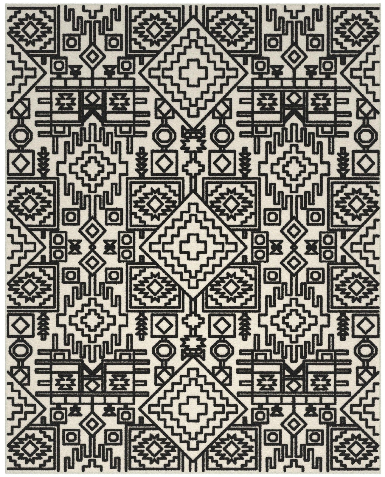 Mercana Ivory and Black Chenille High-Low Area Rug 5x8