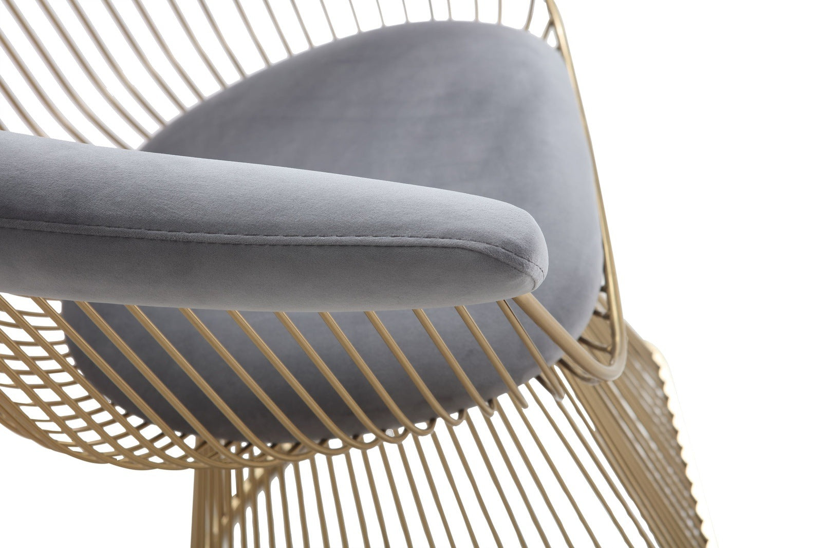 Modrest Chandler Modern Grey Velvet & Gold Dining Chair