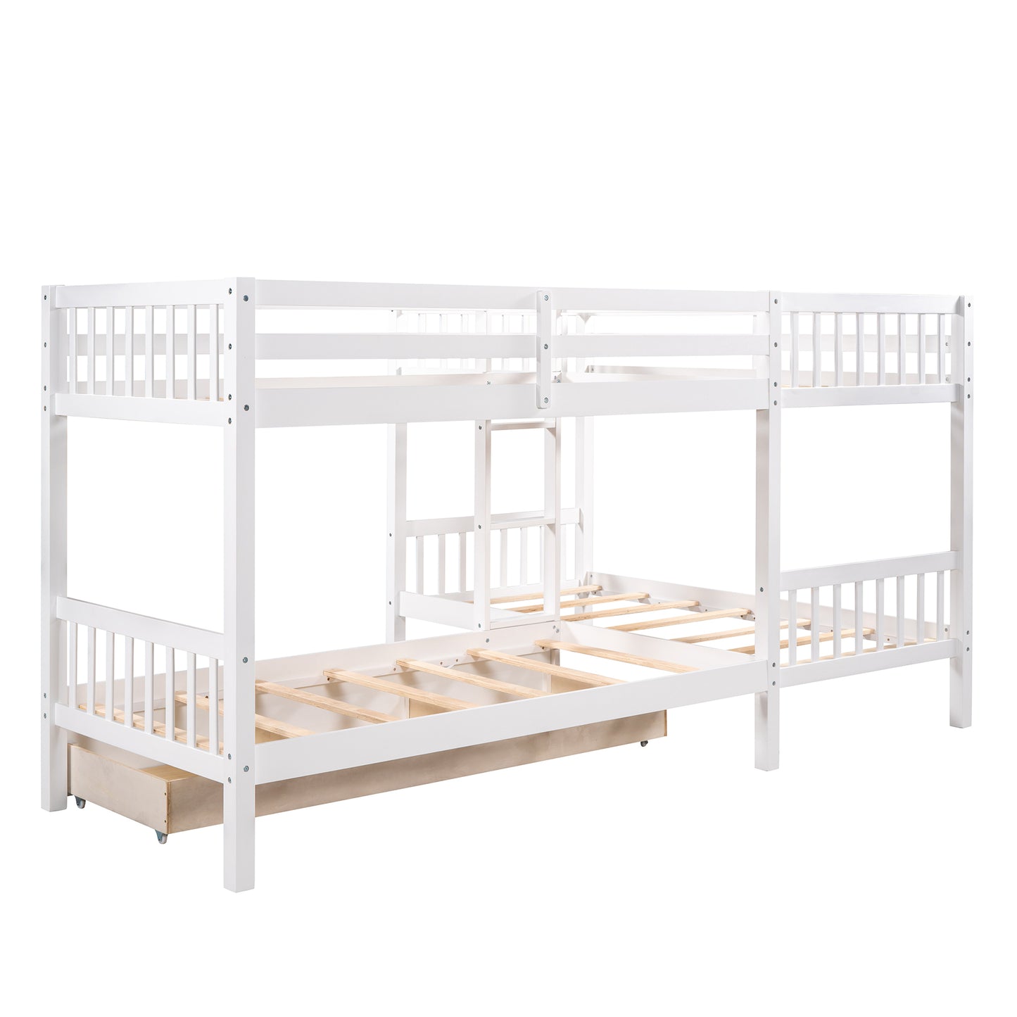 Twin L-Shaped Bunk bed with Drawers-Gray