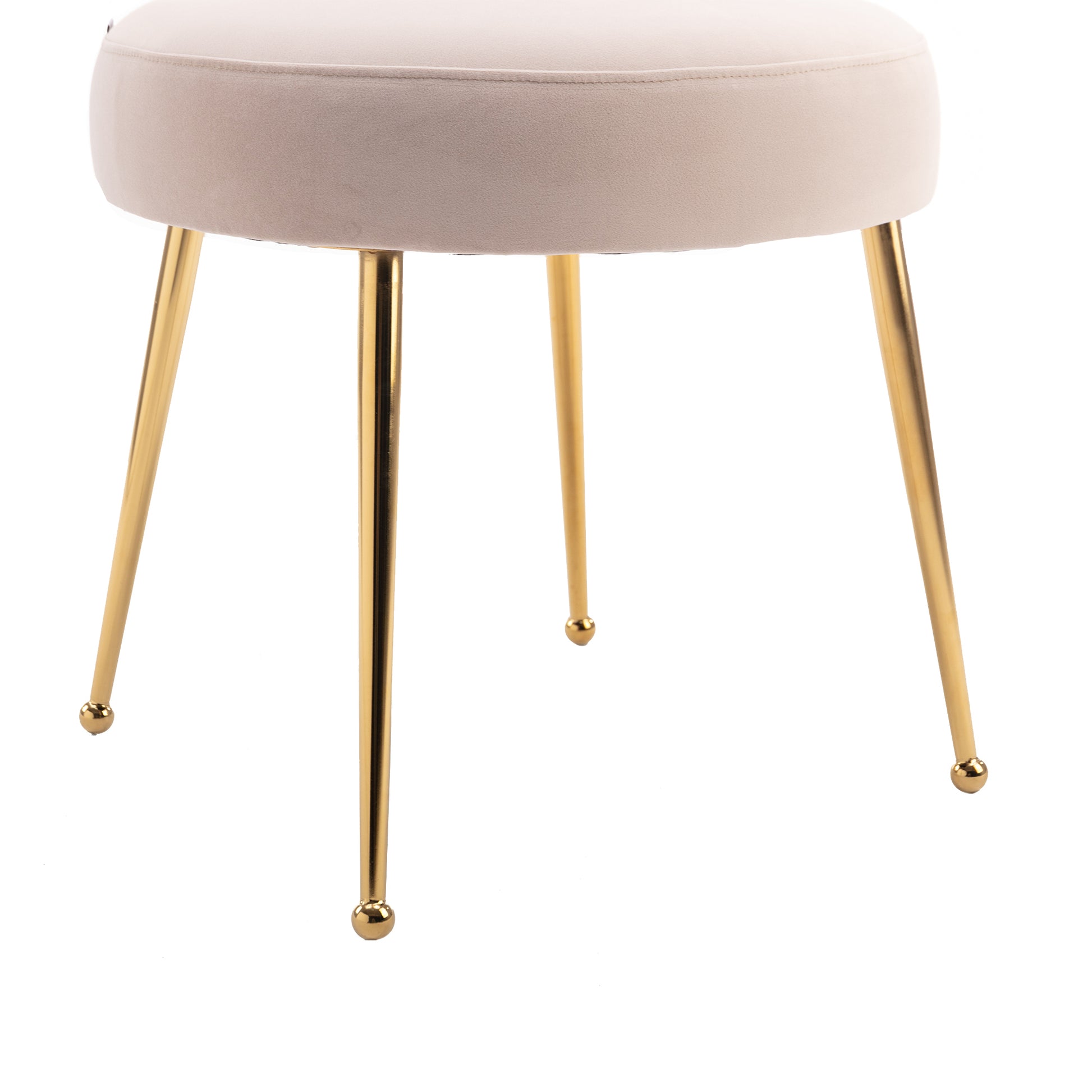 Coolmore Contemporary Beige Velvet Side Chairs with Gold Legs Set of 2