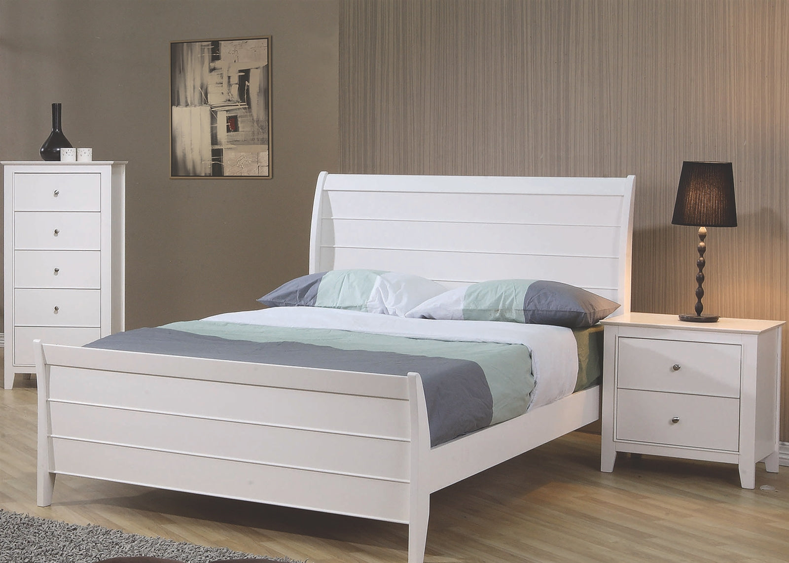 Snow Cottage Style Bright White Twin Sleigh Bed