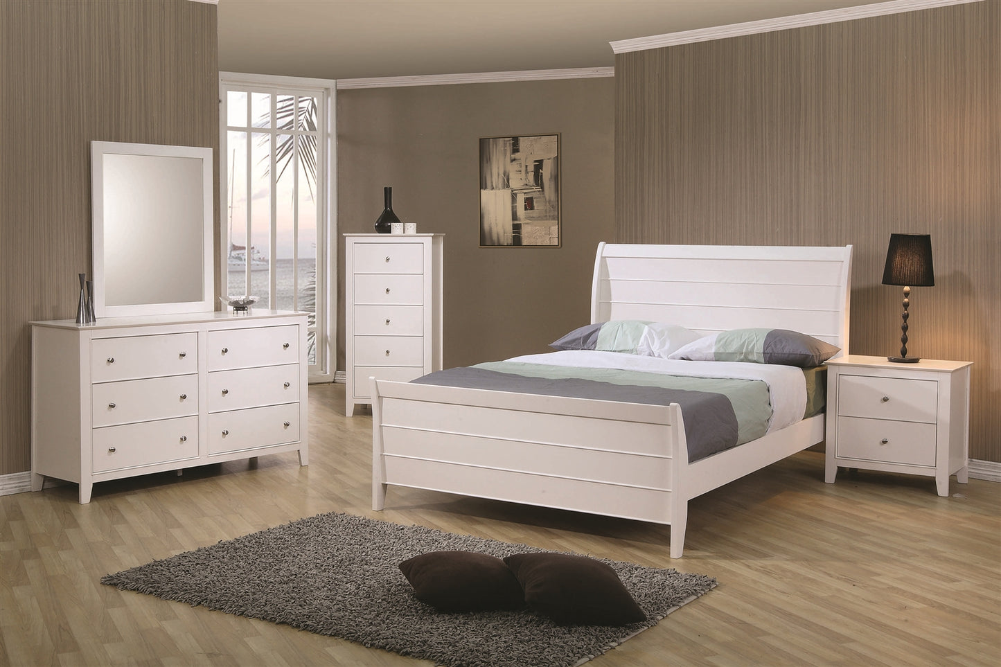 Snow Cottage Style Bright White Twin Sleigh Bed