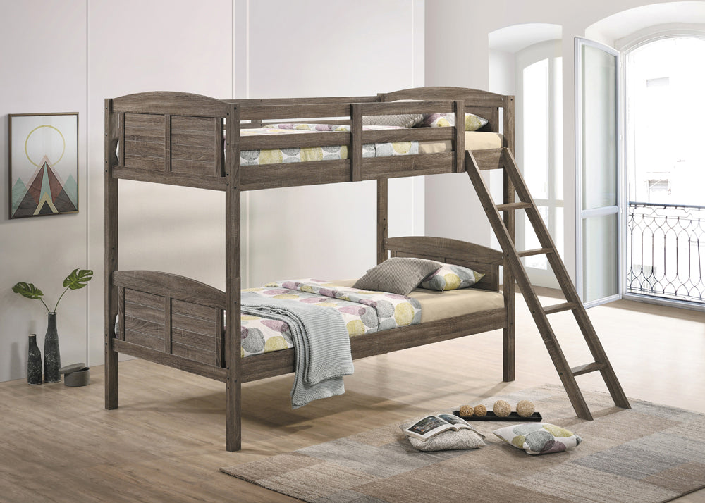 Flynn Twin over Twin Bunk Bed Weathered Brown