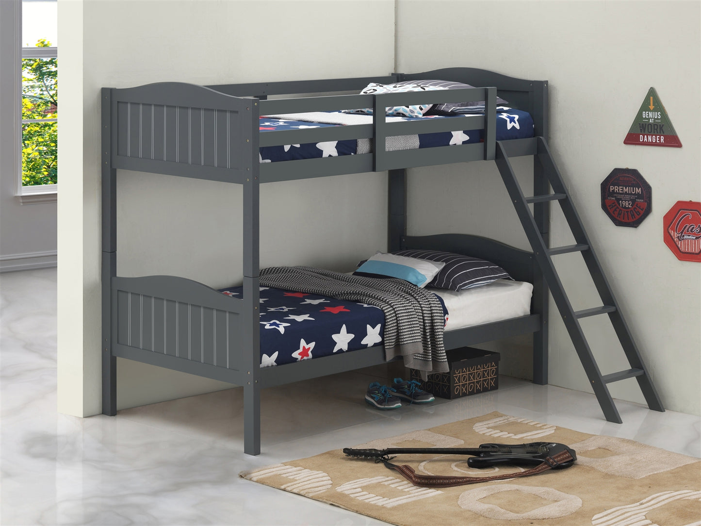 Littleton II Twin over Twin Bunk Bed in Gray