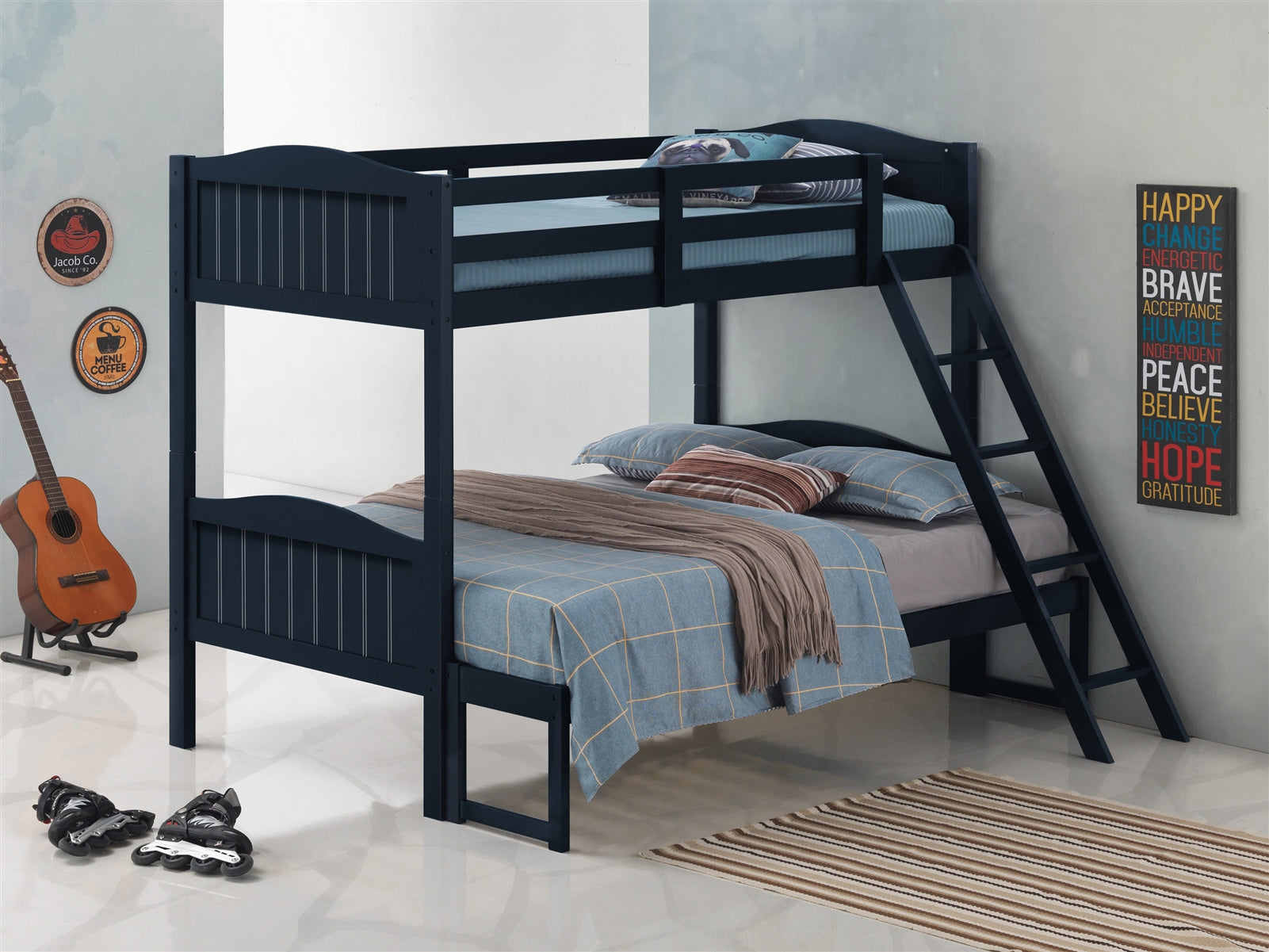 Littleton II Twin over Full Bunk Bed in Blue