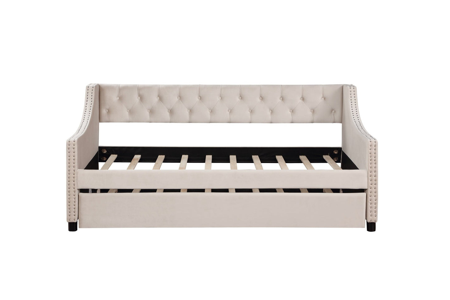 Monica Contemporary Full Size Daybed & Trundle Set - Beige