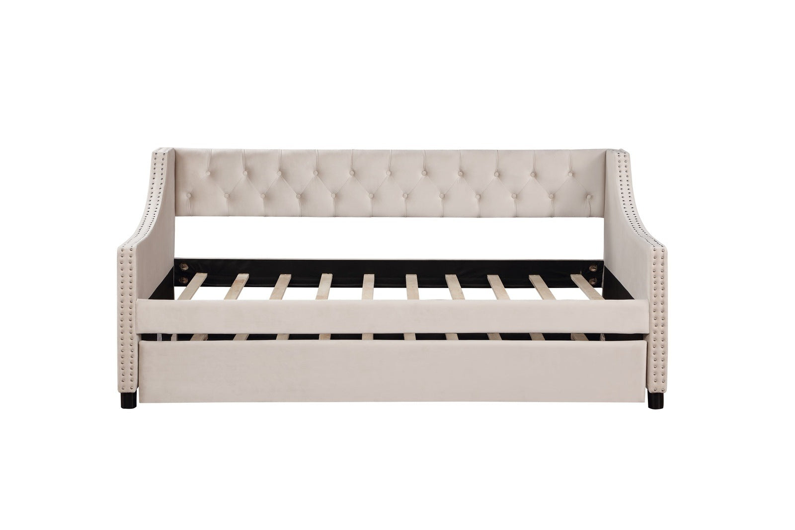 Monica Contemporary Full Size Daybed & Trundle Set - Beige