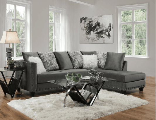 Delta Furniture Melon Cloud Grey Microfiber Sectional Sofa