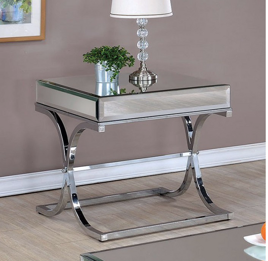 Sundance Contemporary Chrome Finish End Table w- Glass Top