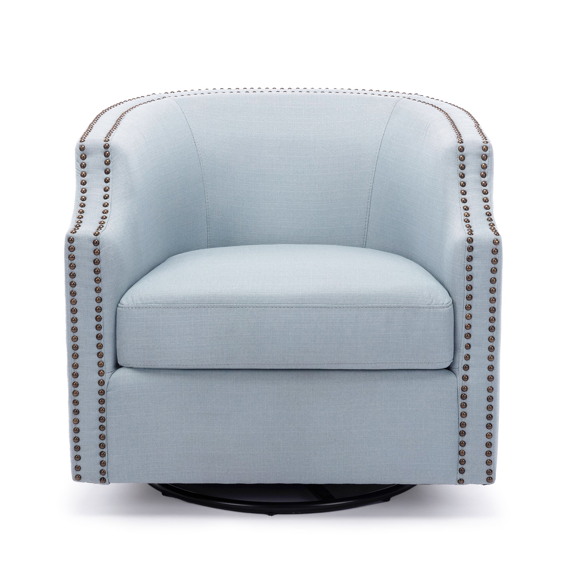 Ayden Sky Blue Swivel Barrel Chair