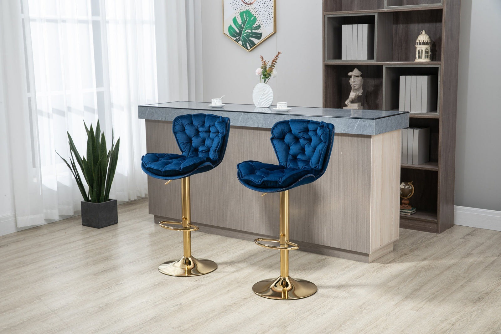 COOLMORE Bar Stools with Back and Footrest Set of 2