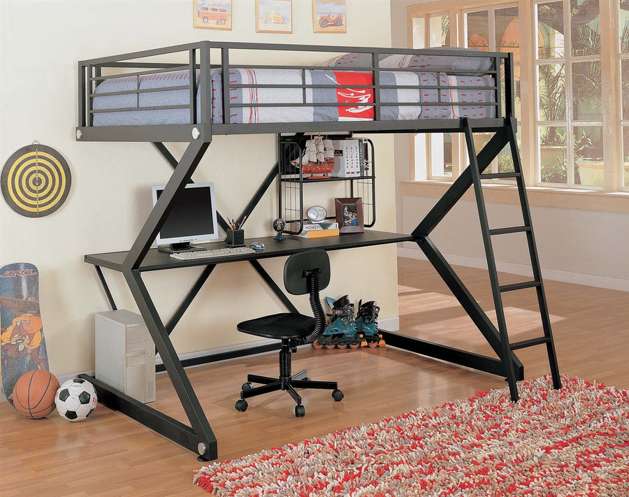 Walton Matte Black Full Workstation Loft Bed
