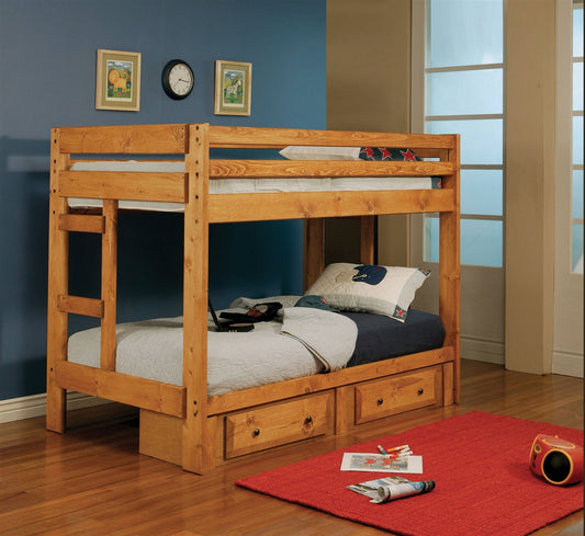 Wrangler Collection Twin Over Twin Bunk Bed - Amber Wash