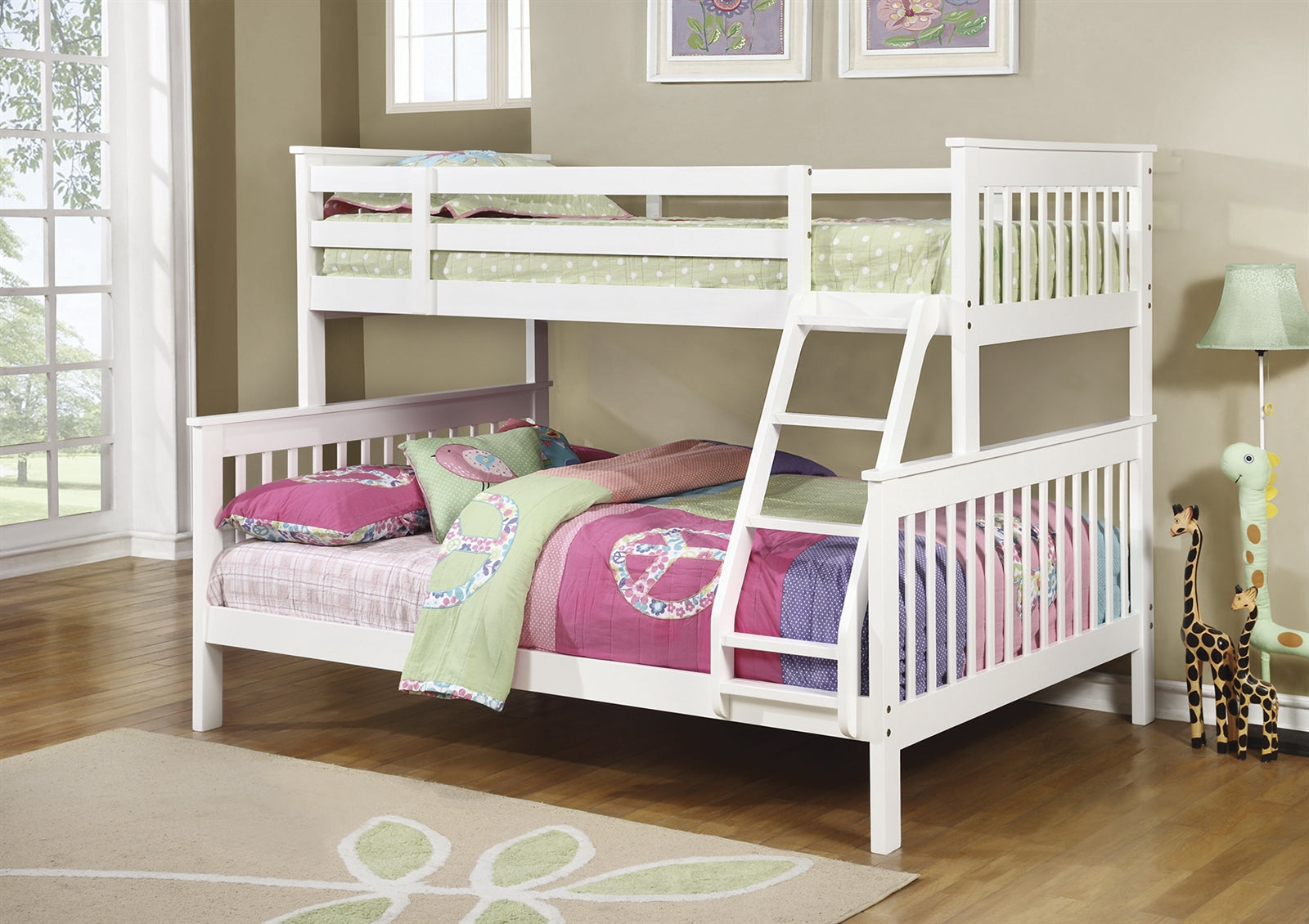 Troy White Finish Twin Over Full Bunk Bed