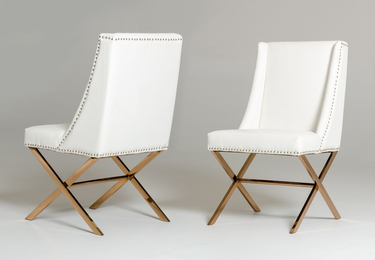 Modrest Alexia White & Rosegold Dining Chair