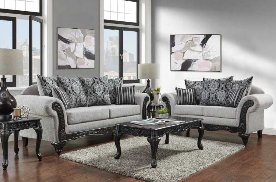 4900 Home Run Traditional Rolled Arm Sofa in Gray