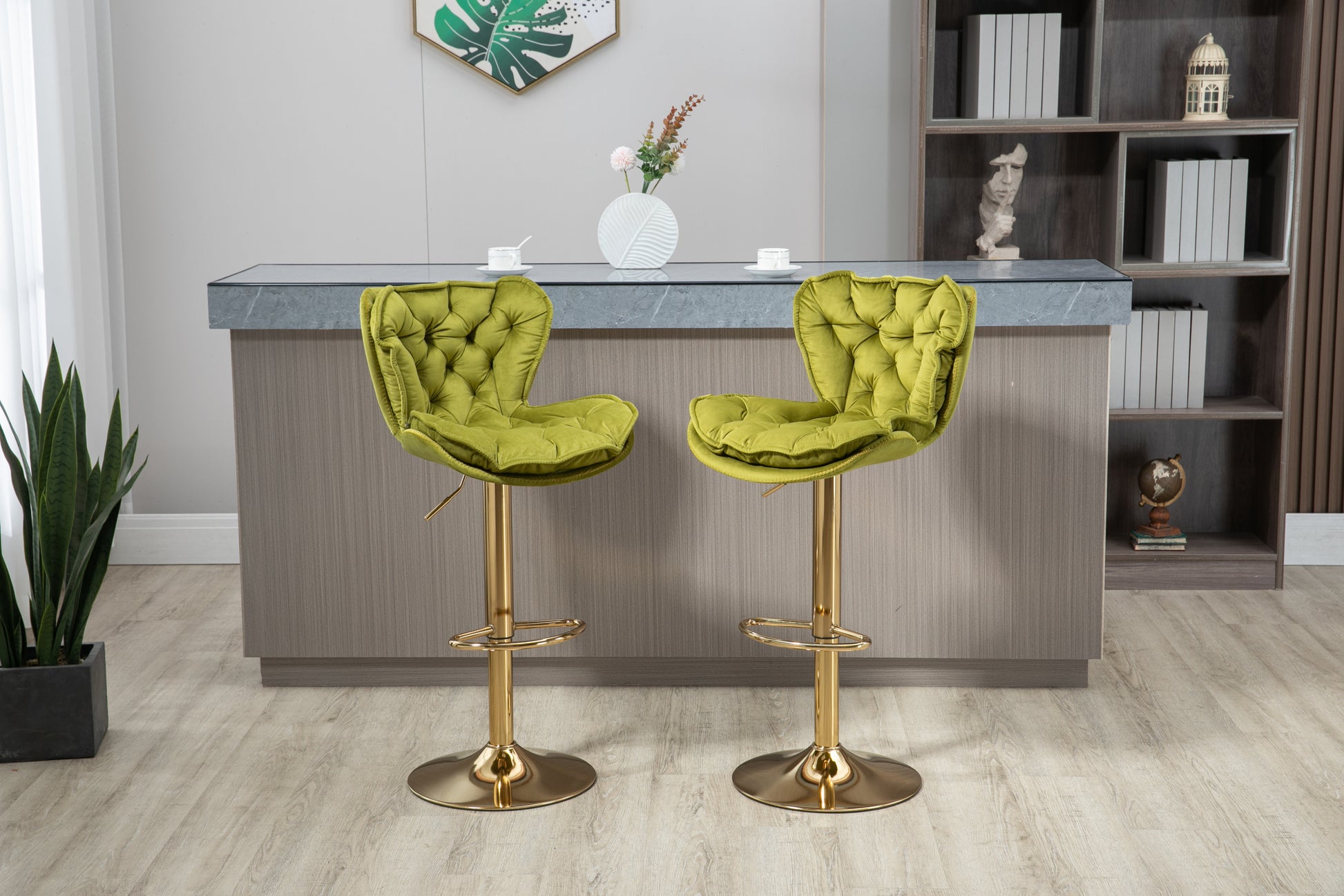 COOLMORE Bar Stools with Back and Footrest Counter Height Chairs 2PC/SET