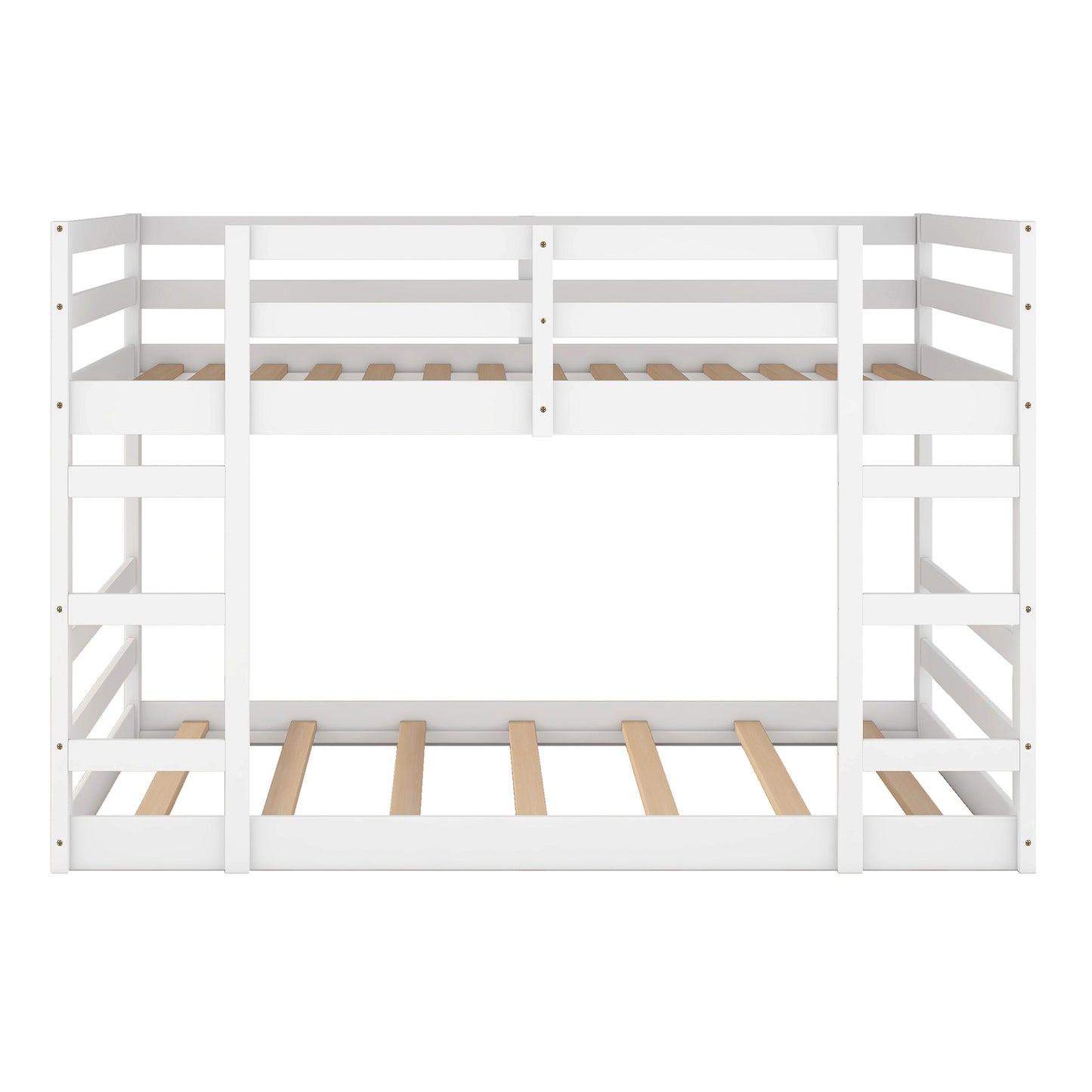 Full Over Full Bunk Bed with Ladder, White