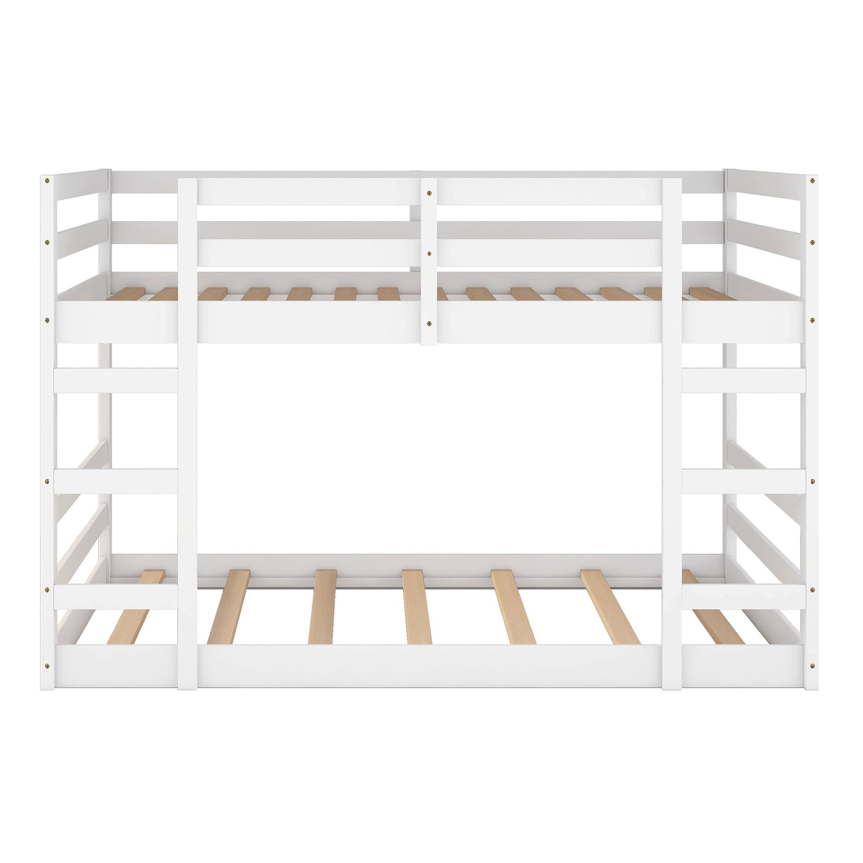 Full Over Full Bunk Bed with Ladder, White