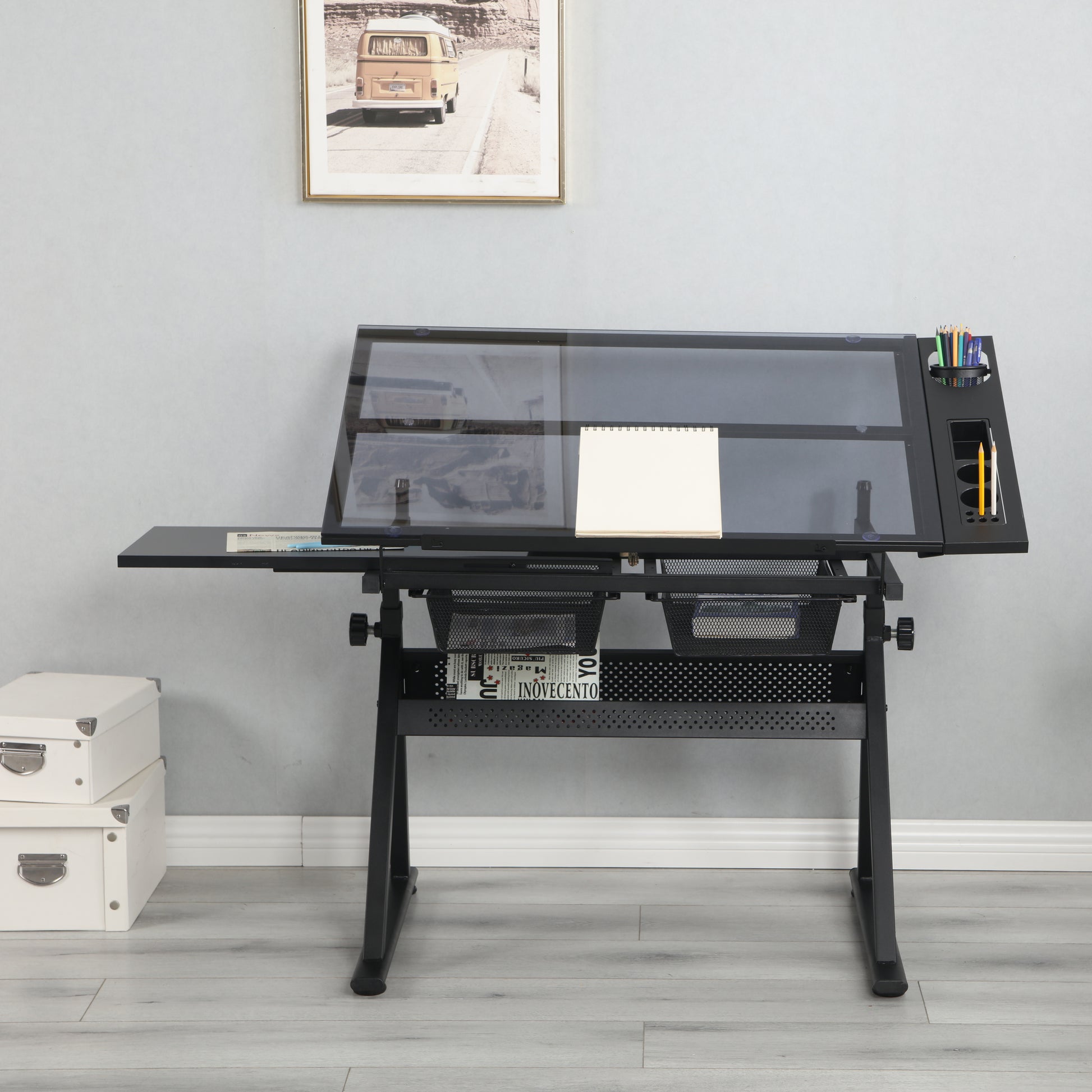 Hayward Furniture Modern Black Drafting Desk