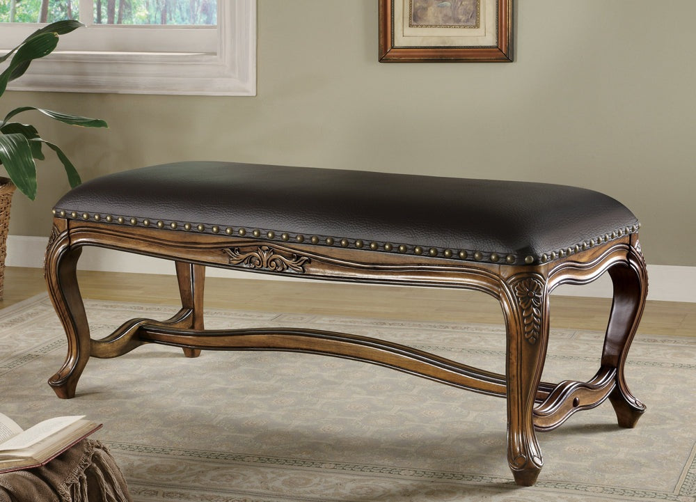 Upholstered Bench Brown and Black