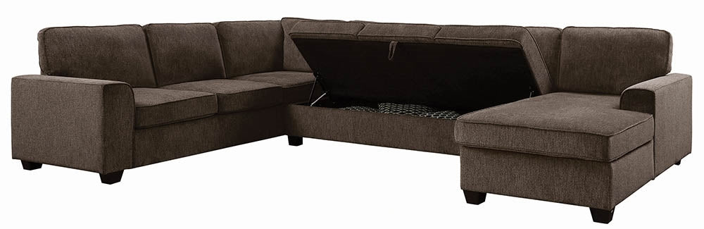 Lindy Brown Chenille Upholstered Sectional With Hidden Storage