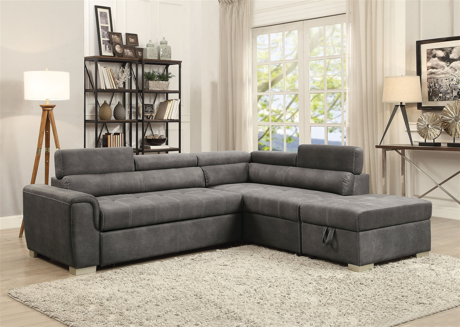Thelma Modern Sleeper Sectional with Ottoman - ACME 50275