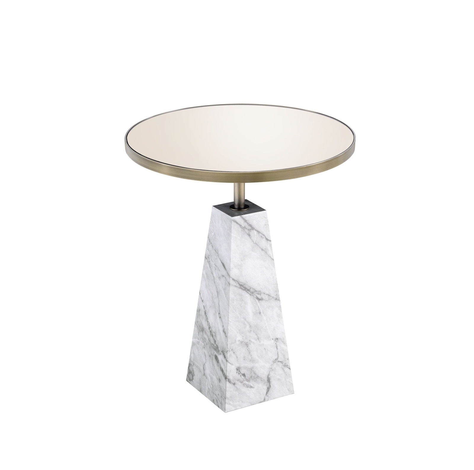 ACME Galilahi Side Table, Mirrored, Faux Marble & Antique Gold 97129