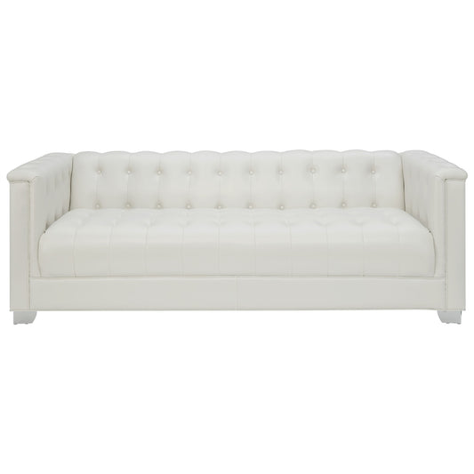 Chaviano Tufted Upholstered Sofa Pearl White