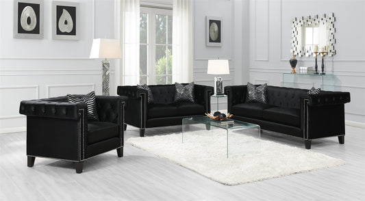 Avenleigh Black Velvet Tufted Sofa & Loveseat Set