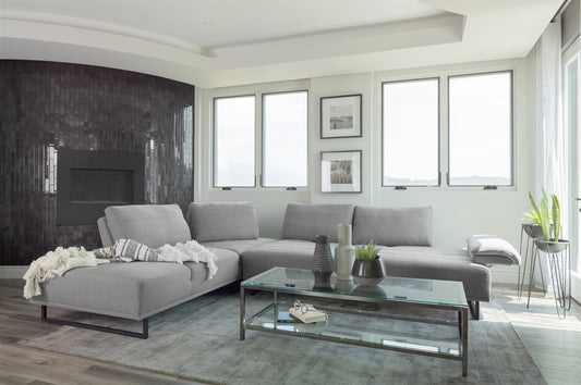 Arden Modern Upholstered Sectional in Taupe Woven Fabric
