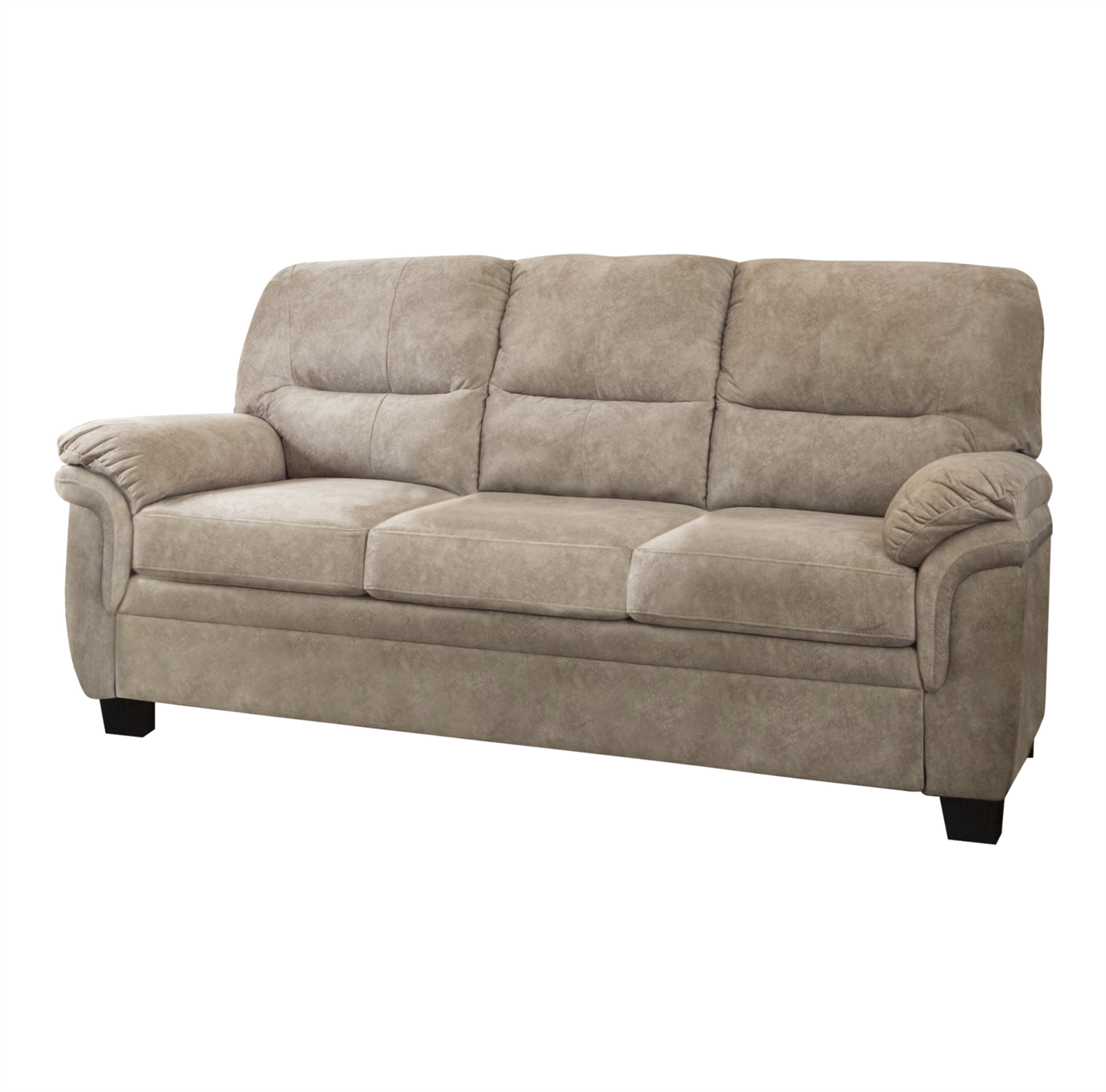 Holman Upholstered Sofa & Loveseat in Beige Velvet w- Pillow Arms