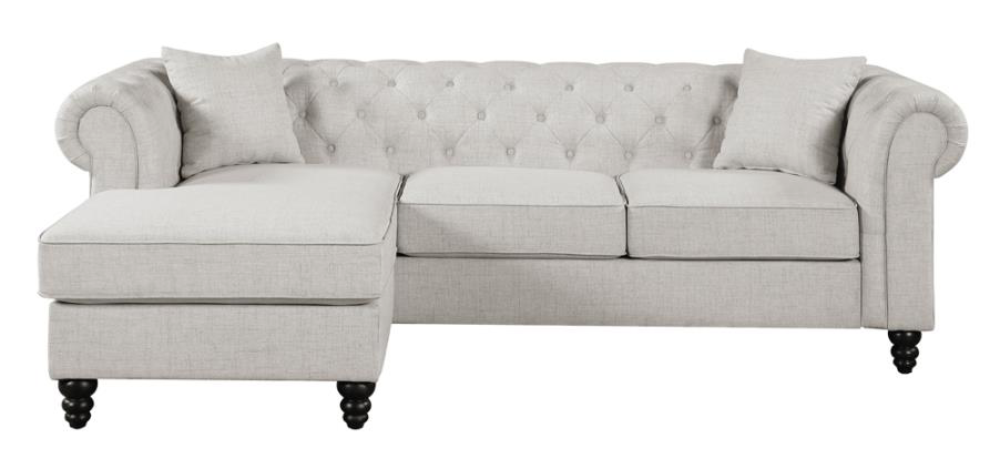 Cecilia Upholstered Rolled Arm Sectional in Oatmeal Linen