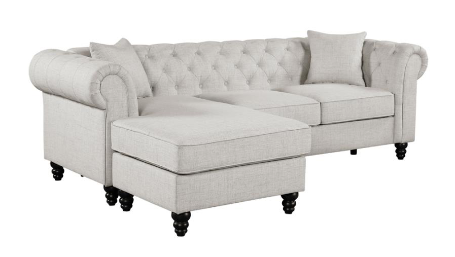 Cecilia Upholstered Rolled Arm Sectional in Oatmeal Linen