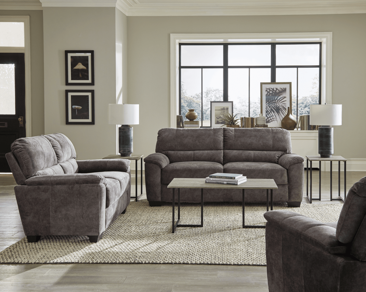 Hartsook 2-Piece Pillow Top Arm Living Room Set Charcoal Grey