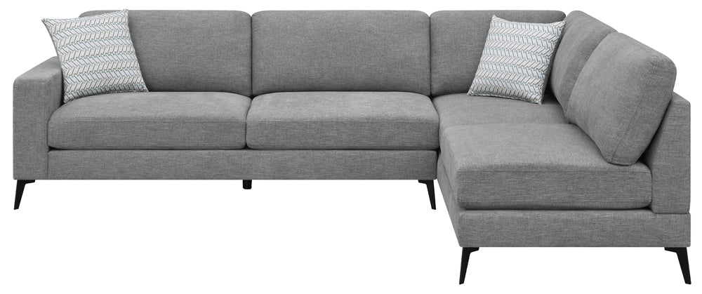 Clint Modern 2 Piece Sectional in Gray Chenille