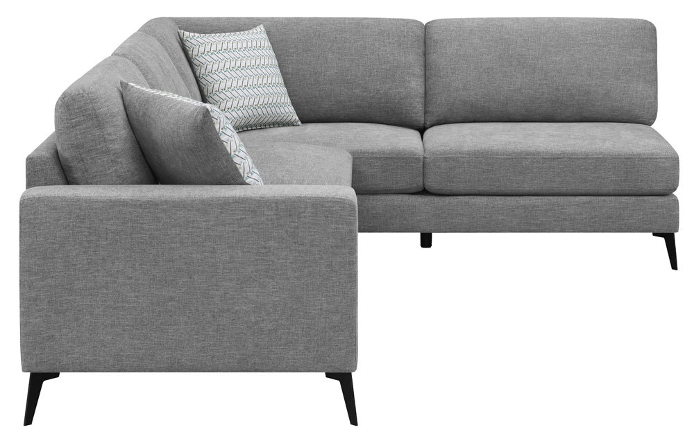 Clint Modern 2 Piece Sectional in Gray Chenille