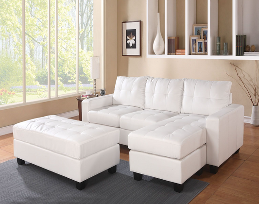 Lyssa 3-Piece White Leather Sectional Set