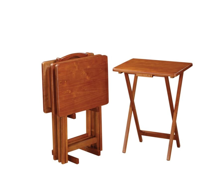 5-Piece Tray Table Set Golden Brown