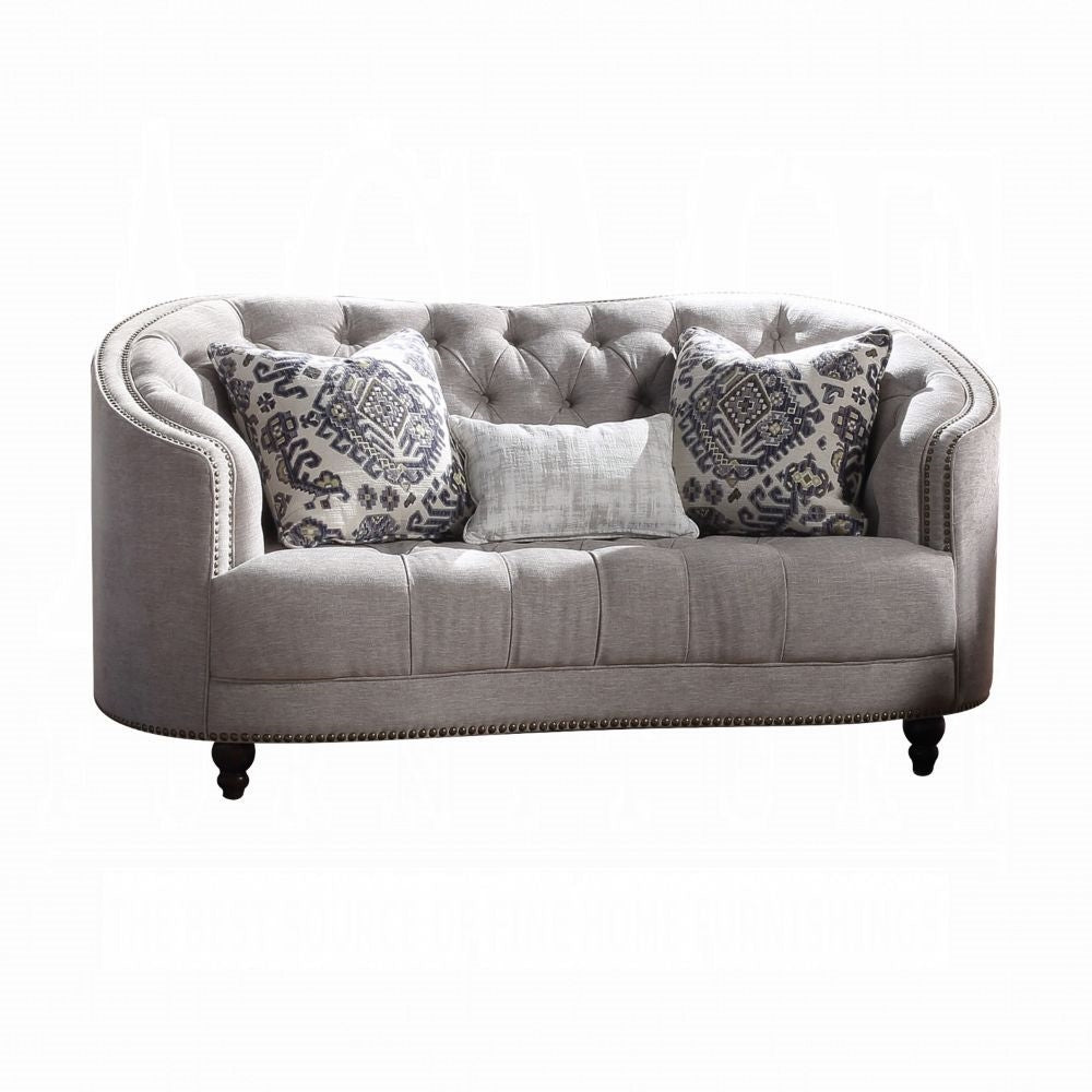 ACME Saira Sofa & Loveseat w-8 Pillows - 52060 - Light Gray Fabric