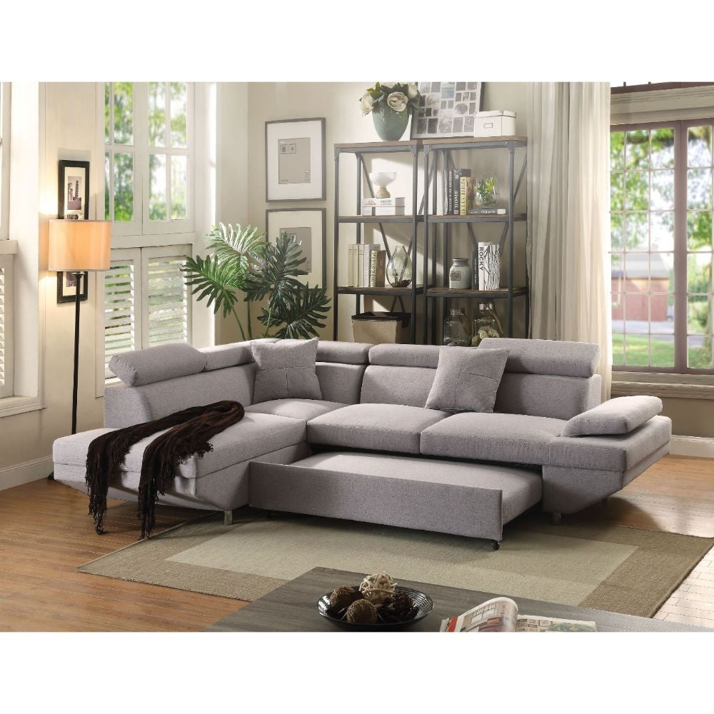 Jemima Sectional with Sofa Sleeper - By Acme - in Gray
