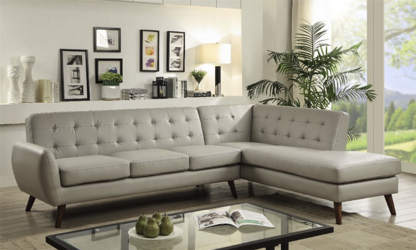 Essick Light Gray Leatherette Sectional - ACME 53045