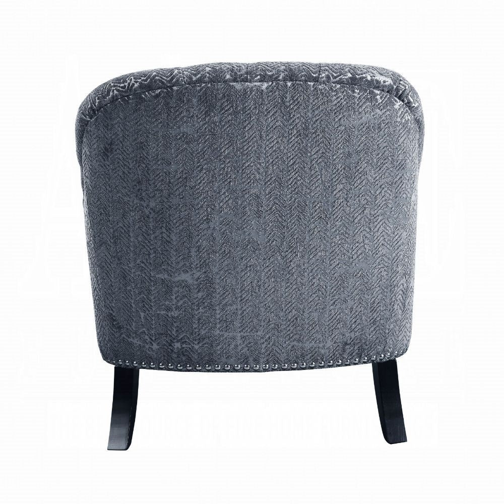 ACME Gaura Chair w-1 Pillow - 53092 - Pattern Gray Velvet