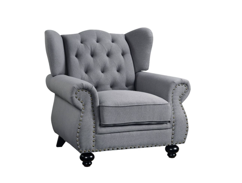 Hannes Upholstered Wingback Chair in Grey